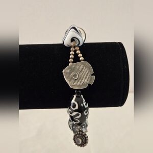 Vintage Murano Handpainted & Handblown Lampwork Glass Beaded Bracelet